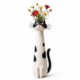 thumbnail image 1 of Cat Vase for Flowers, Quirky Handcrafted Kitty Planter, Whimsical Small Bloom Vase, Boho Desk Shelf Decor, Unique Gift for Cat Lovers (White), 1 of 6