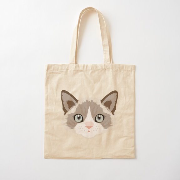 Cat Vector Design Canvas Tote Bags, Reusable Shopping Bag