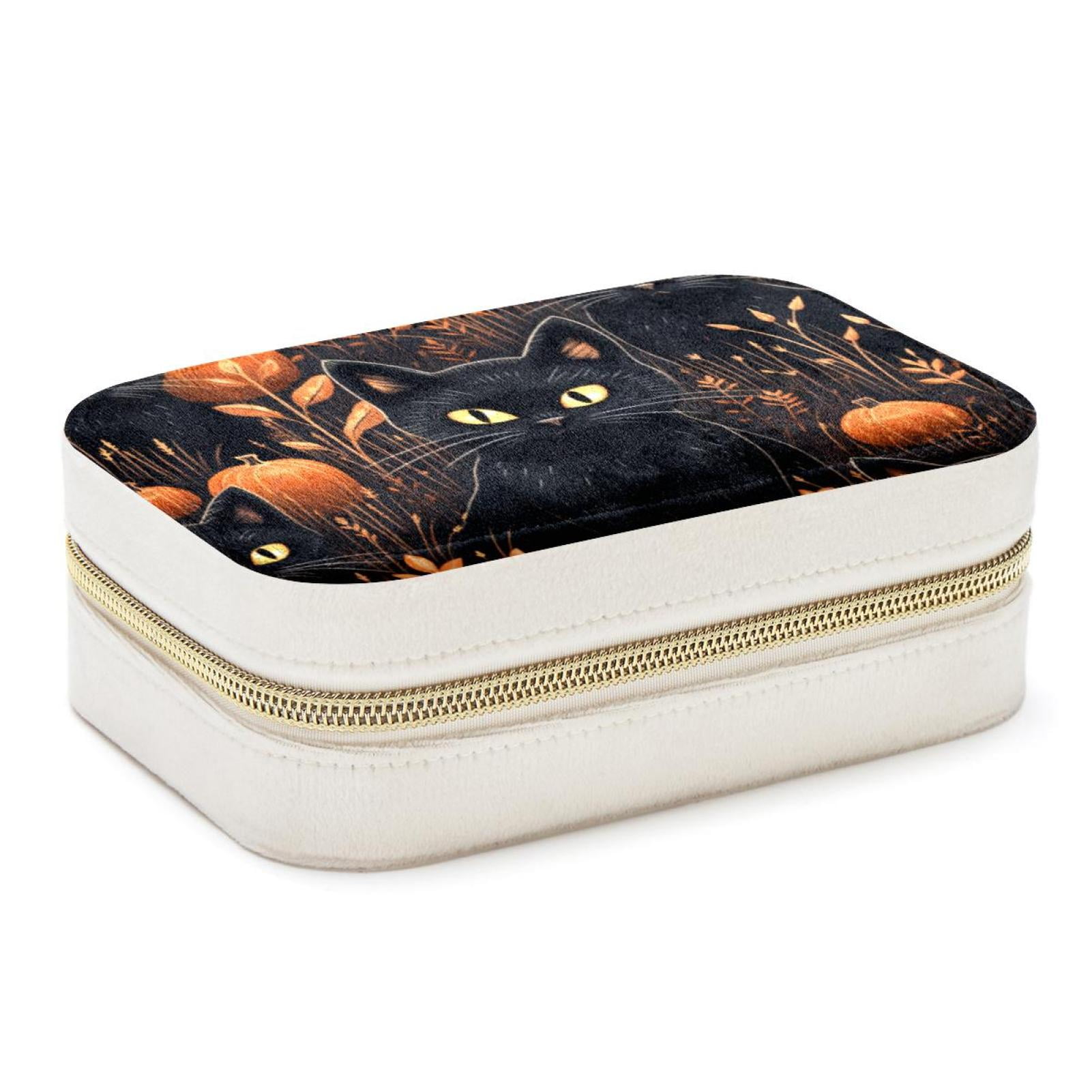 Cat Velvet Portable Decorative Box with Removable Compartment - Jewelry ...