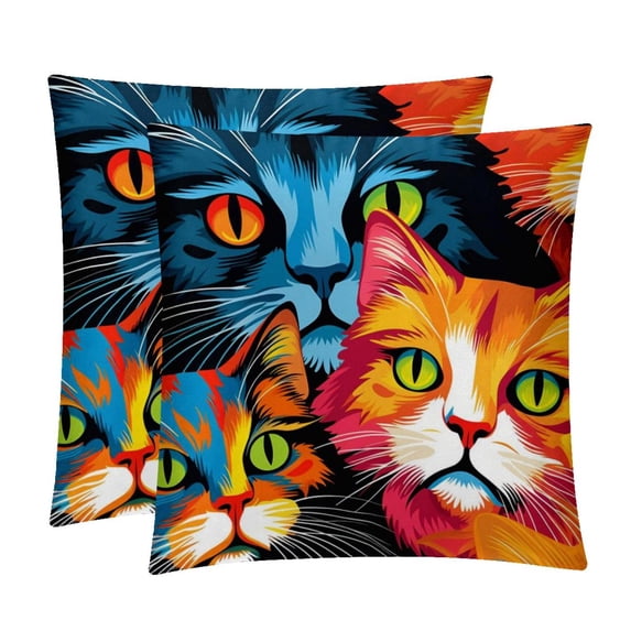 Cat Velvet Throw Pillow Covers Set with Unique Patterns - 16x16, 18x18, 20x20 Inches - 2 Throw Pillow Inserts & Covers for Any Occasion