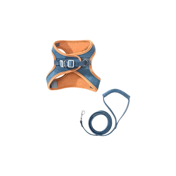 Cat Vest Harness Escape Proof, Kitten Harness and Leash Set, Reflective Walking Gear, Small Dogs Bunnies Ferrets, Orange Blue, 1 Set