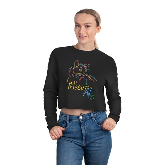 Cat Vibes Cropped Crew neck sweatshirt