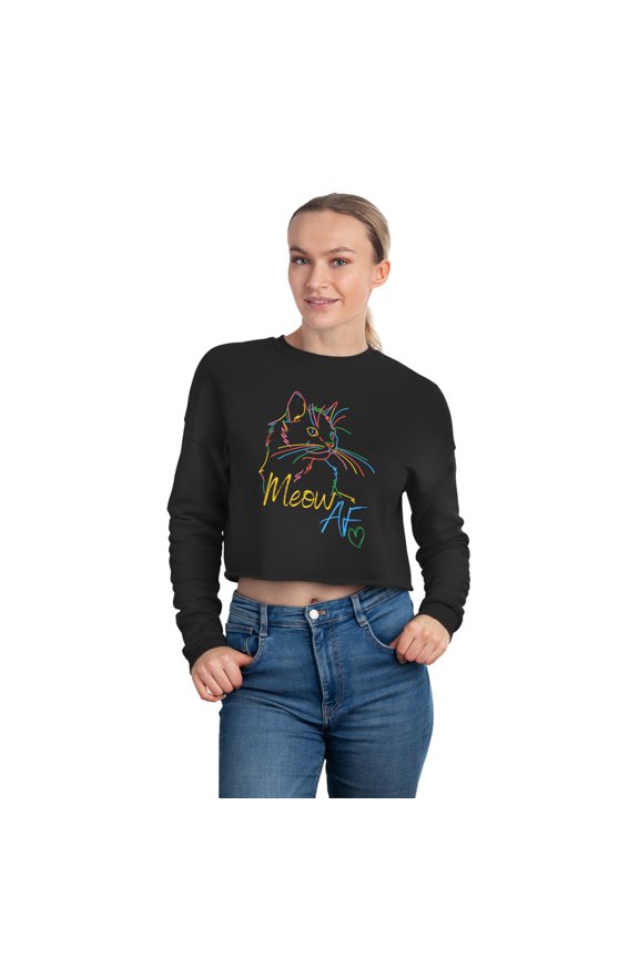 Cat Vibes Cropped Crew neck sweatshirt