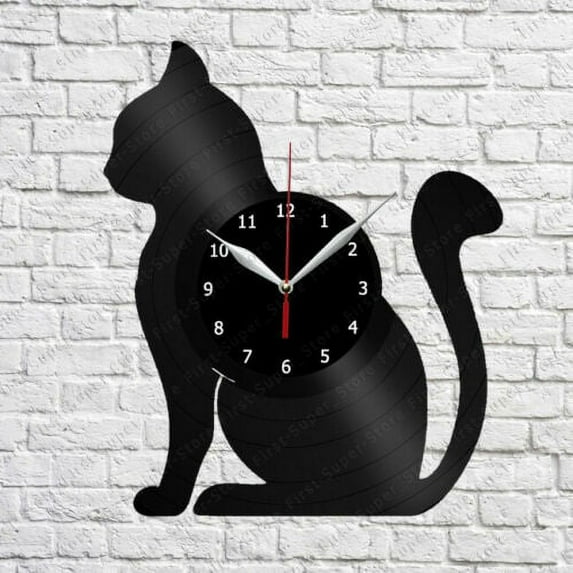Cat Vinyl Record Wall Clock Home Decor Home Art Fun Gift Art Decor Vintage Wall Art Design