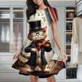 thumbnail image 1 of Cat Violinist Performance Women's Classic Swing Skater Dress Casual Work Party Cocktail Dresses, 1 of 6