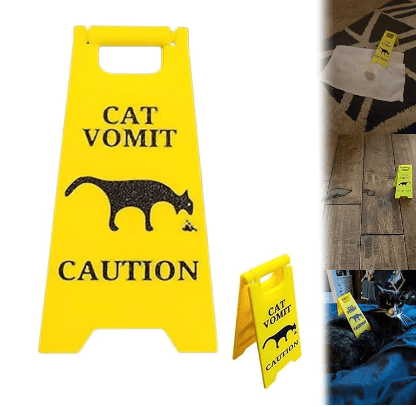 Cat Vomit Caution Sign, 2 Pack Cat Vomit Sign, Caution Sign