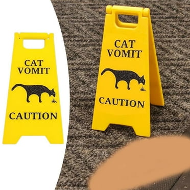 Funny Cat Signs 5-Pack Funny Cat Vomit Caution Signs - Humorous Desk Decor For Cat Owners Pet Owner Gifts
