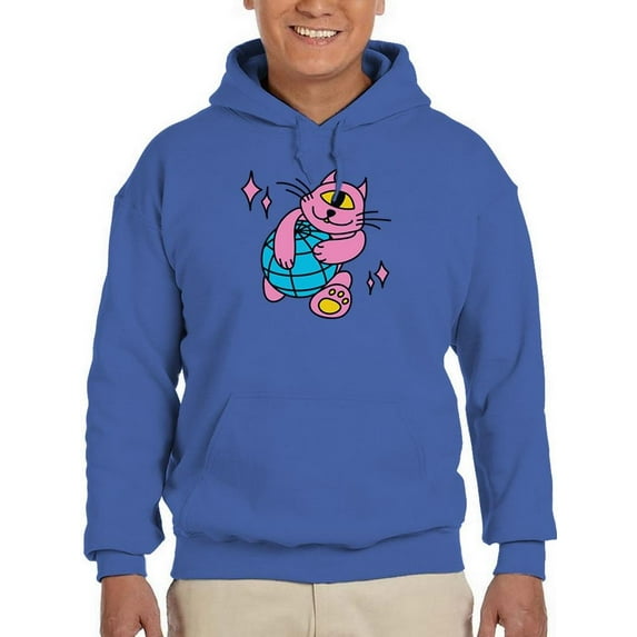 Cat W Globe Rave Style Hoodie Men -Image by Shutterstock, Male Large
