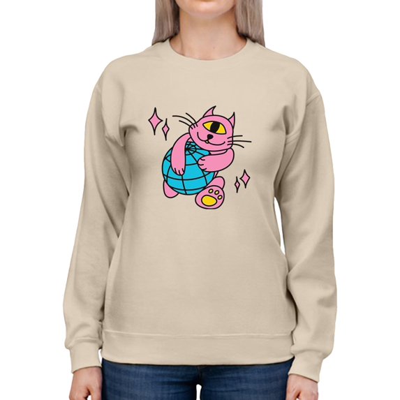Cat W Globe Rave Style Sweatshirt Women -Image by Shutterstock, Female 5X-Large