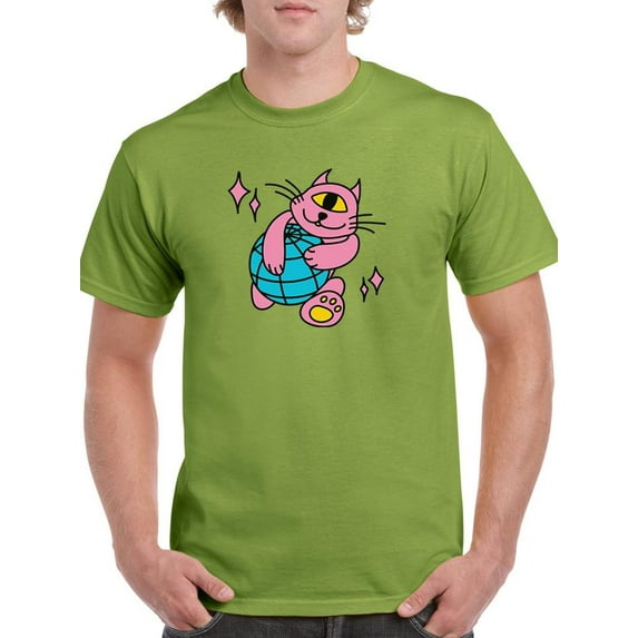 Cat W Globe Rave Style T-Shirt Men -Image by Shutterstock, Male 4X-Large