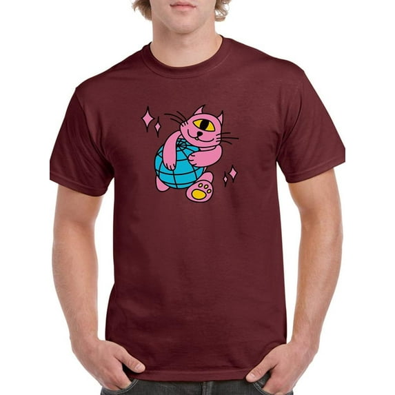 Cat W Globe Rave Style T-Shirt Men -Image by Shutterstock, Male x-Large