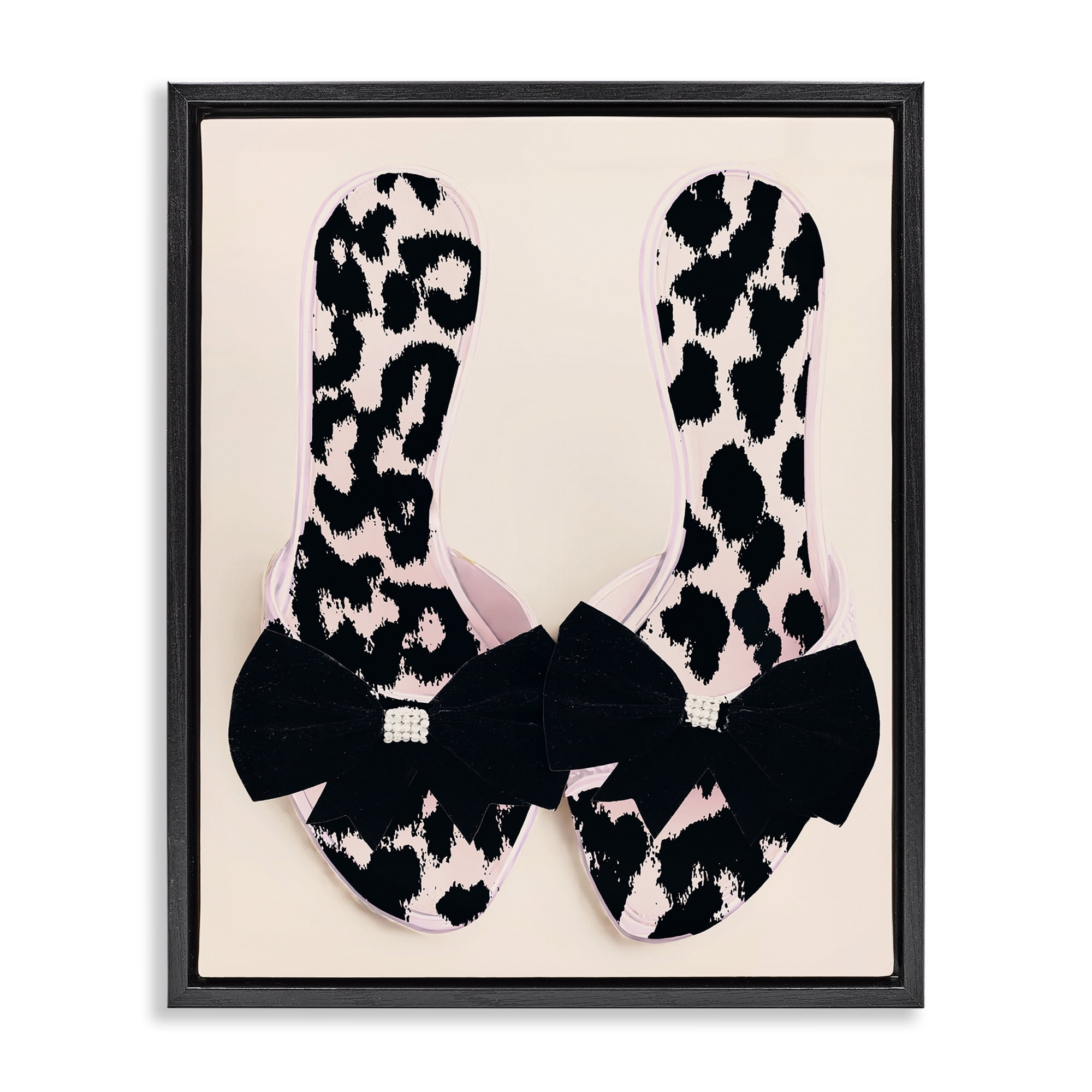 Cat Walk Spotted Shoes Black Framed Floater Canvas Wall Art, design by Annabelle Hall