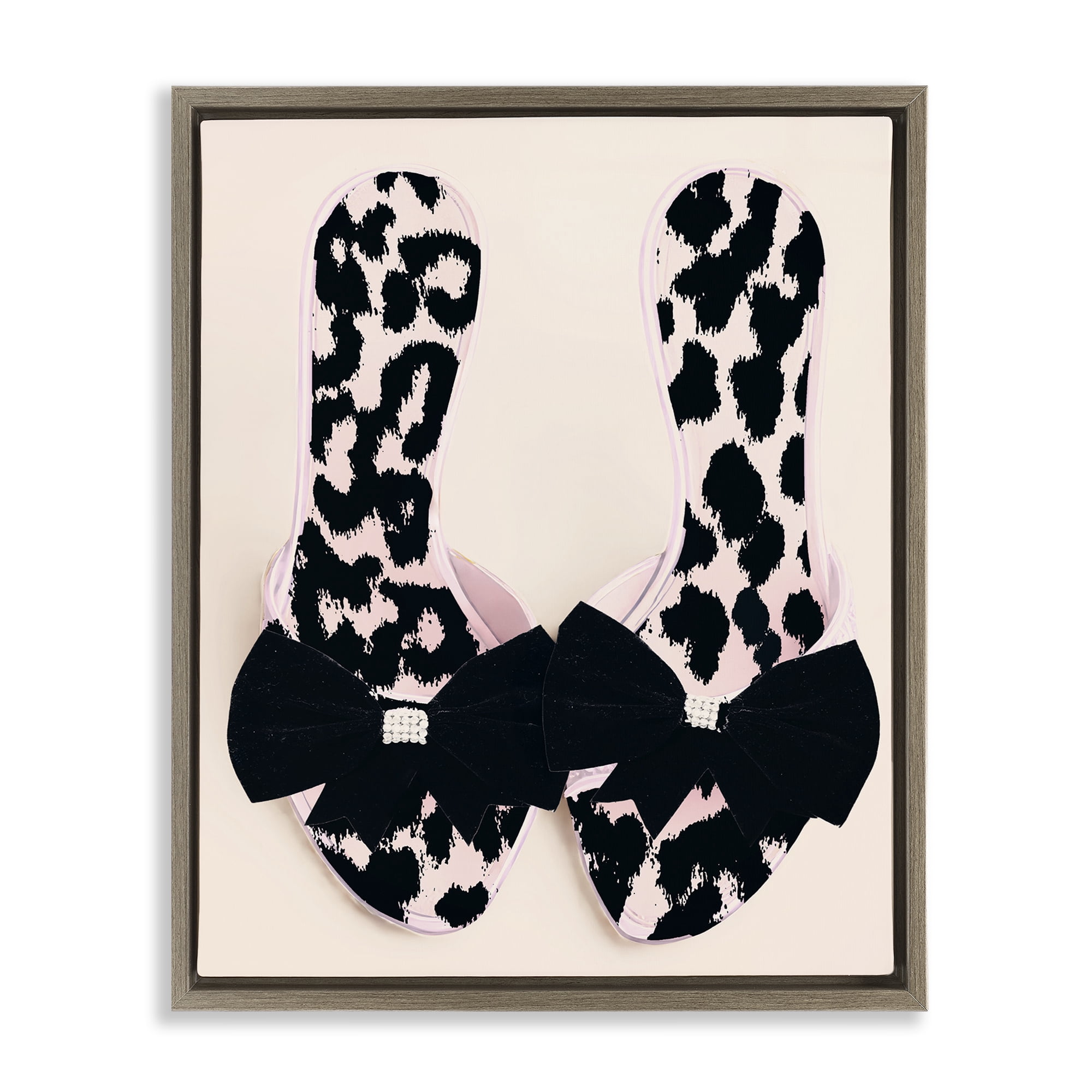 Cat Walk Spotted Shoes Brown Framed Floater Canvas Wall Art, design by Annabelle Hall