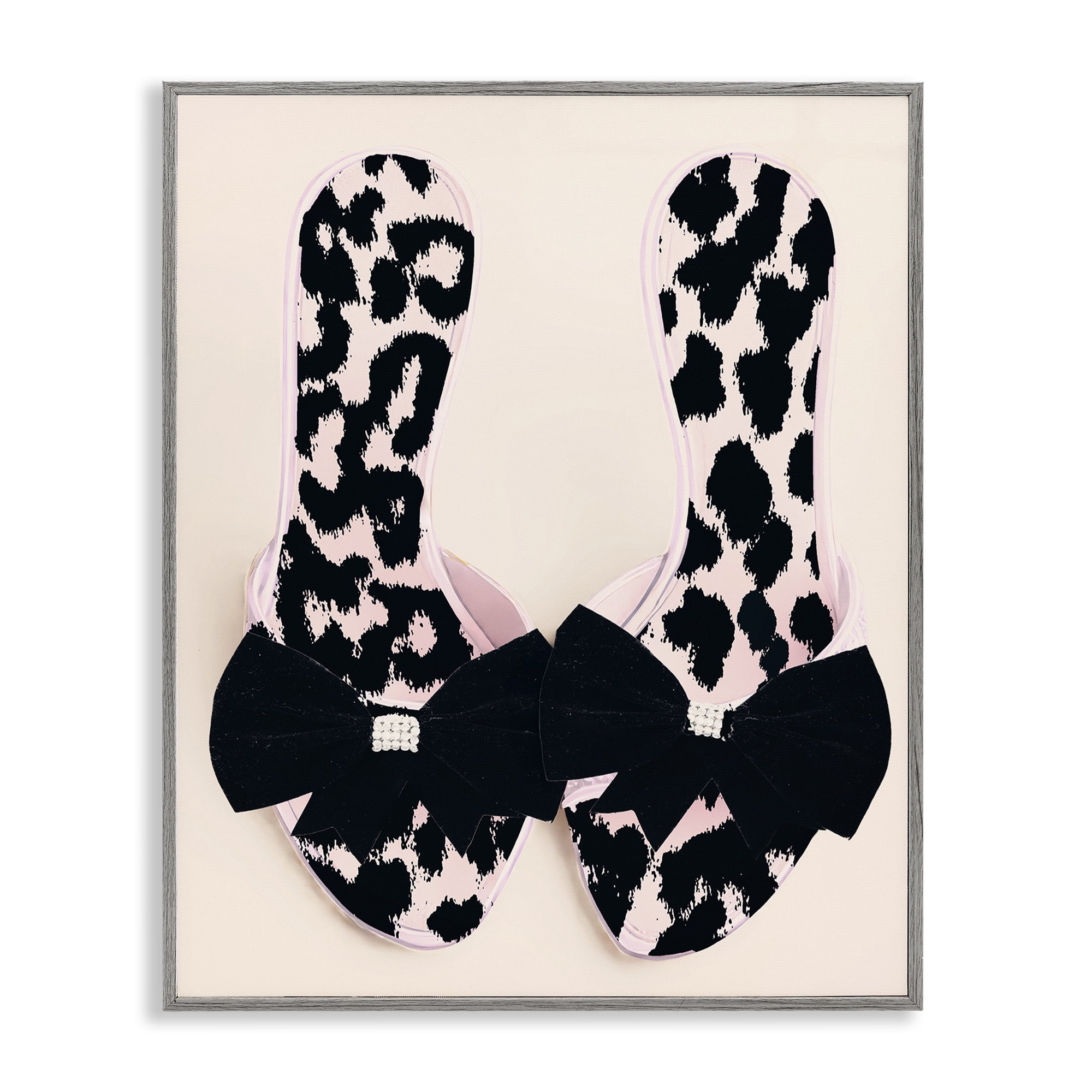 Cat Walk Spotted Shoes Gray Framed Giclee Art, design by Annabelle Hall