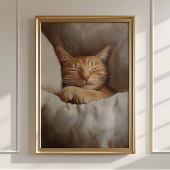 Cat Wall Art Cat Mom Homely Modern Arts Above Bed Bedroom Decor 2, Unframed Canvas 12x16in