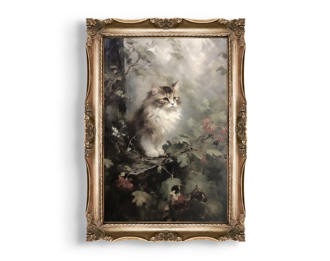 Cat Wall Art Prints, Eclectic Maximalist Cottagecore, Dark Academia ...