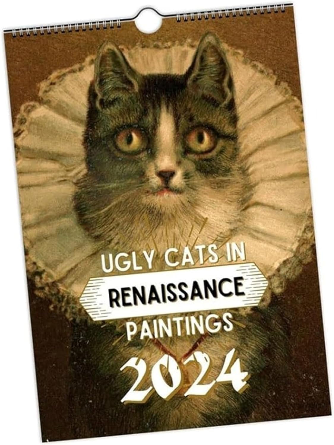 Cat Wall Calendar 2025, Funny Renaissance Cat Calendar, 2025 Hanging