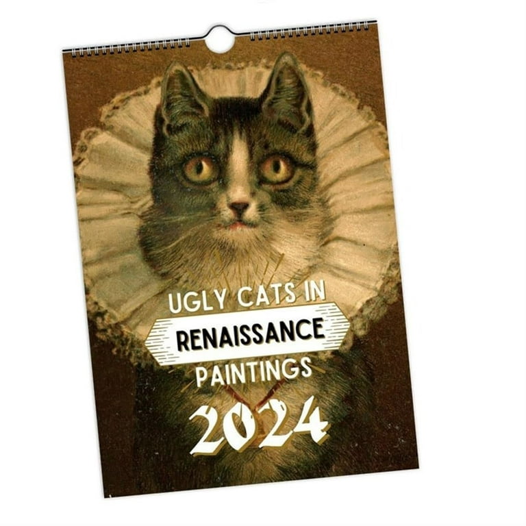 Cat Wall Calendar 2024, Hanging Wall Calendar, 12 Month Cat