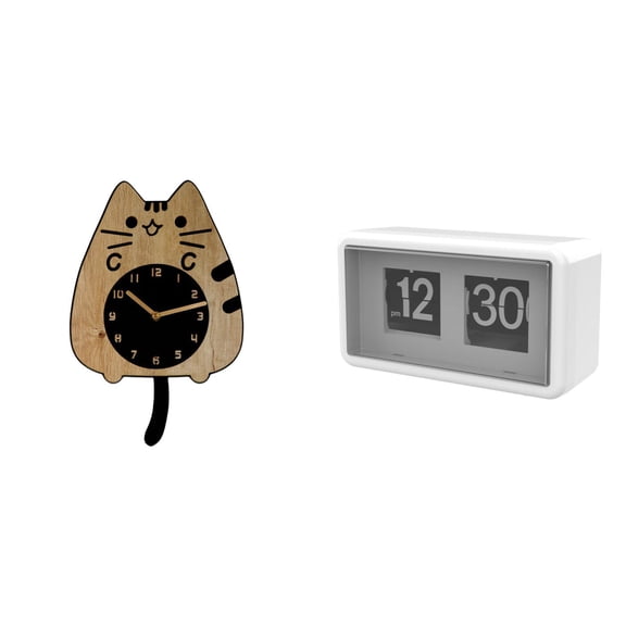 Cat Wall Clock Auto Flip Clock Table Clock with Large Number Display for Living Room Kitchen Dorm Gift