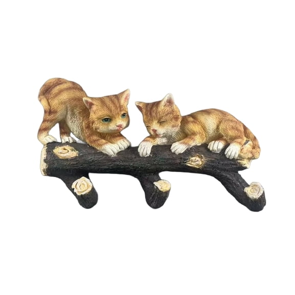 Cat Wall Hanging Decoration for Entryway Walls Home Hooks, Two Cute Cats with Realistic Expressions, Sturdy Material and Multi-Functional Branch Hook