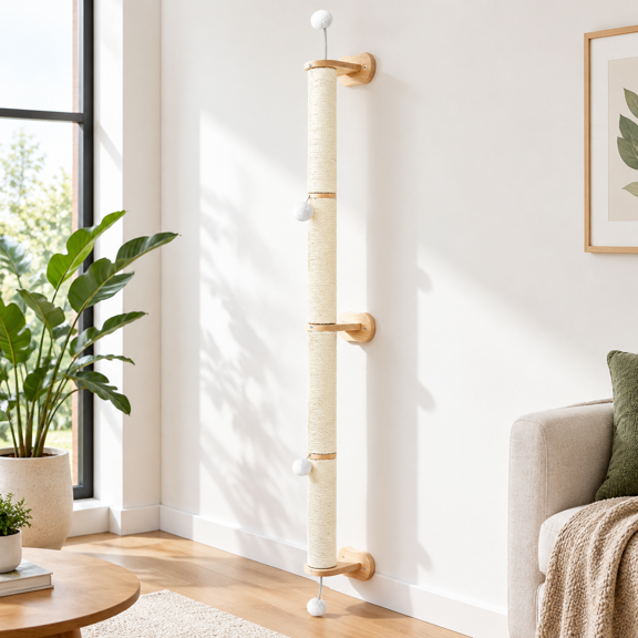 Cat Wall Scratcher 2 Pack 66" Tall Sisal Scratch For Large Cats