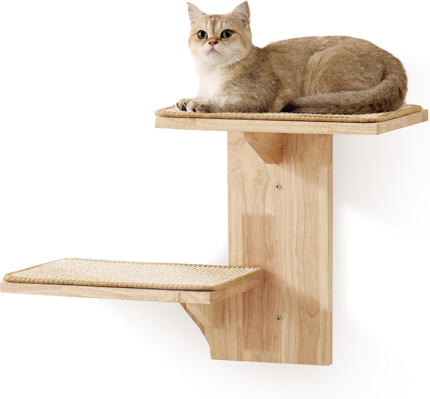 Floating Cat Wall Shelves With Hutch photo