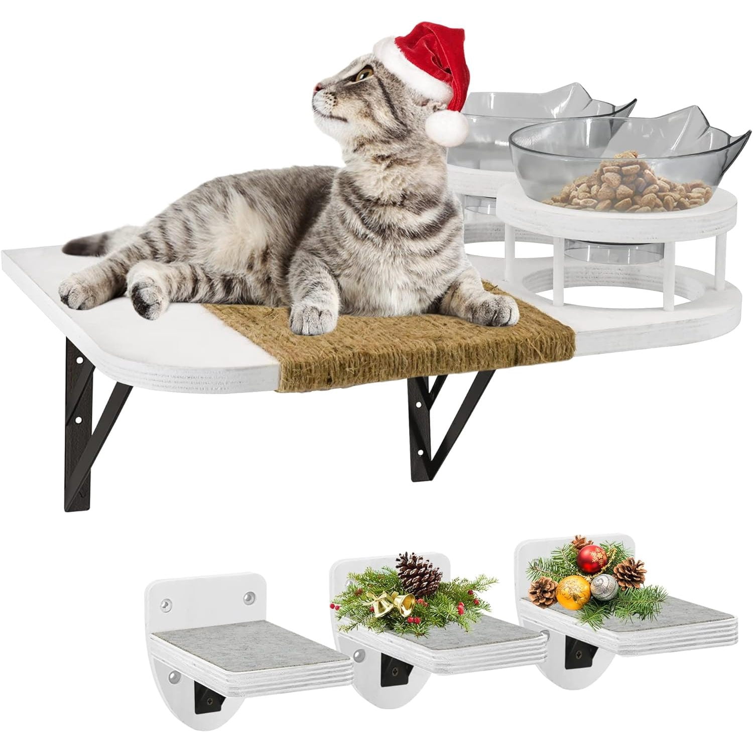 Cat Wall Shelves with 3 Steps, Cat Shelves and Perches for Wall, Cat ... - Friendly Cat Wall Shelves With Enclosed Perches