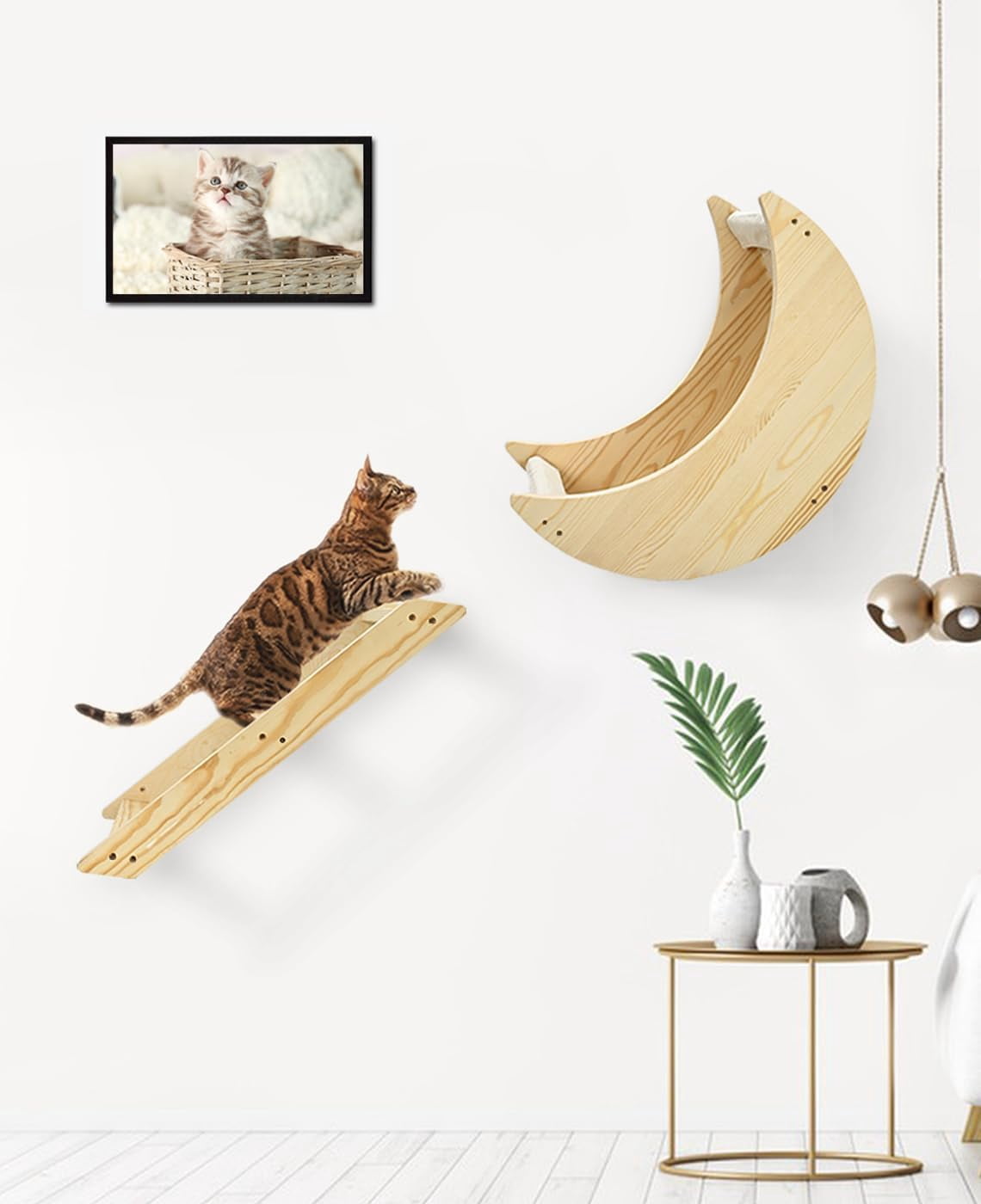 Picture of Cat Wall Shelves, Cat Shelves for Wall with Step, Wall Mounted Cat ...