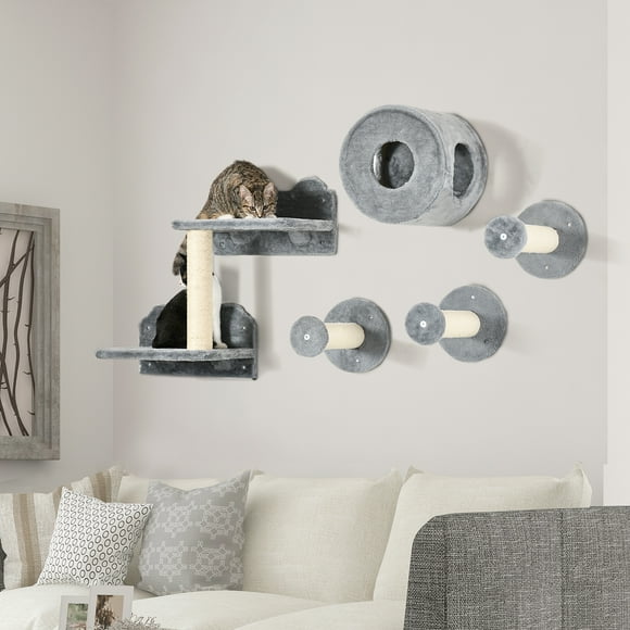 Cat Wall Shelves for Cats Multiple Levels Adjustable Cat Furniture Safe Cat Climbing Shelves Wall Mounted Cat Shelves Cat Tree with Variety of Platform Styles for Active Cats High Reaches