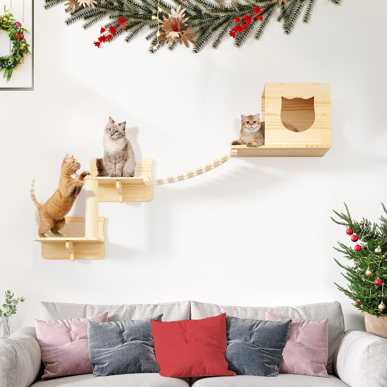 Wall cat furniture pine wall hanging