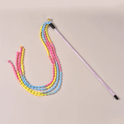 Cat Wand Teaser Toy - Plush Strip Interactive Stick with Bell for Kitten Exercise Pink