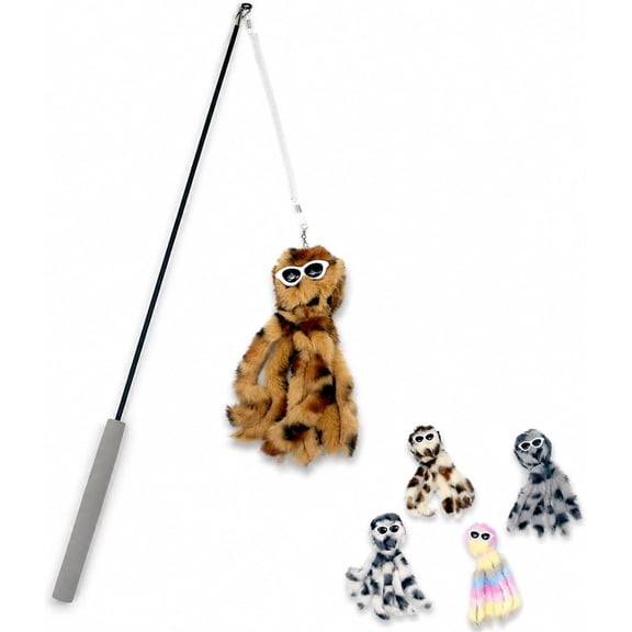 Cat Wand Toy with Refills Spring String Metal Wand for Indoor Cats