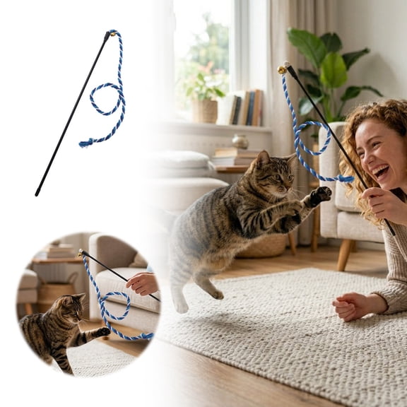 Cat Wand toys,String Kitten toys Colorful Hemp Rope Kitten Stick Kitty Teaser Wand interactive Cat toys for indoor Playing