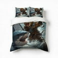 thumbnail image 1 of Cat Warrior Vs Shark Bedding Set 3 Pcs Soft Microfiber Quilt Cover For Bedroom Decor, Comforter Cover With 2 Pillowcase, 1 of 5
