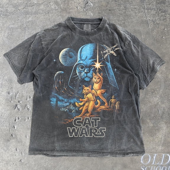 Cat Wars Vintage 90S Graphic Shirt, Retro Space Cats Tee, Funny Cat Warrior Shirt, Kitten Lovers Gift, Sci-Fi Nerdy Cat Tee DARK HEATHER Unisex S-5XL Hot Trending Shirt, Vintage Birthday Gift