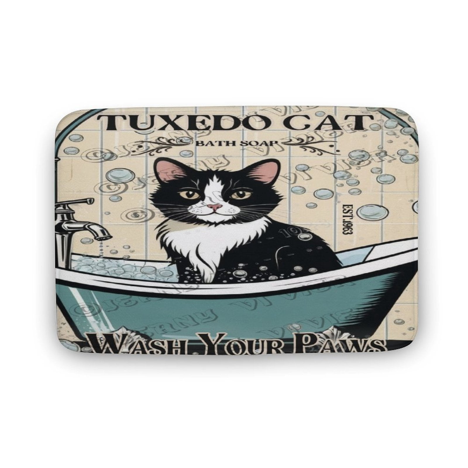 Cute Cartoon Cat Bath Mat – Non-Slip, Super Absorbent, Rubber Backing, 16x24 Inches 2 thumbnail image