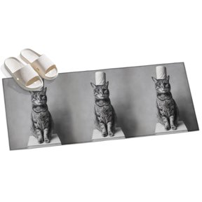 Cat Washable Area Rug 2 x 6 ft Toilet Paper Funny Animal Soft Non Slip Rugs Stain Repellent Indoor Felt Carpet for Living Dining Room Bedroom Home Office