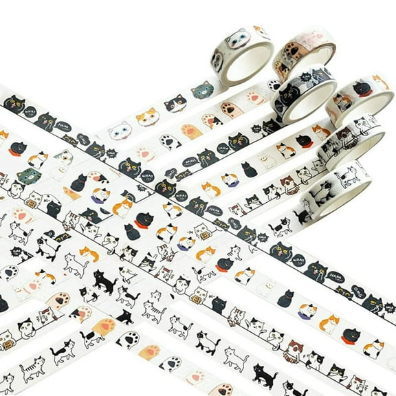 Cat Washi Tape Set - 15 mm Wide Tape, Wide16ft Long/Roll Cute Scrapbook Supplies, Journaling Supplies