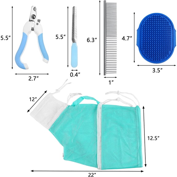 Cat Washing Bag Set with Grooming Tools, Adjustable Pet Bathing Net for Safe Trimming and Cleaning
