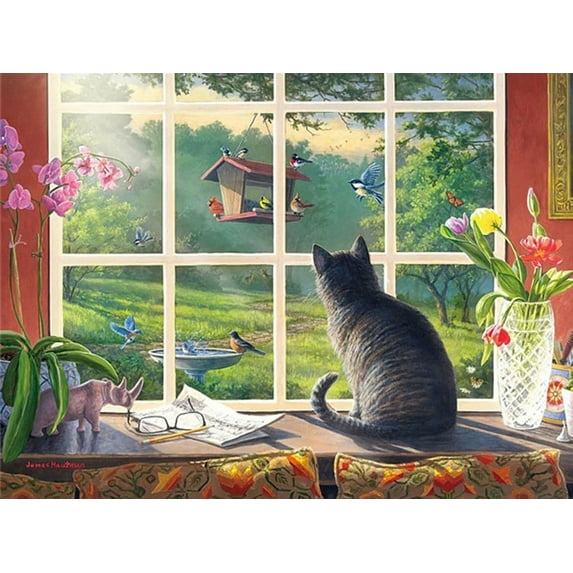 Cat Watching Birds | Diamond Painting Embroidery