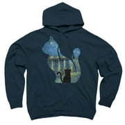Cat Watching The Starry Night Over The Rhone - Van Gogh Painting Navy Blue Graphic Pullover Hoodie - Design By Humans  2XL