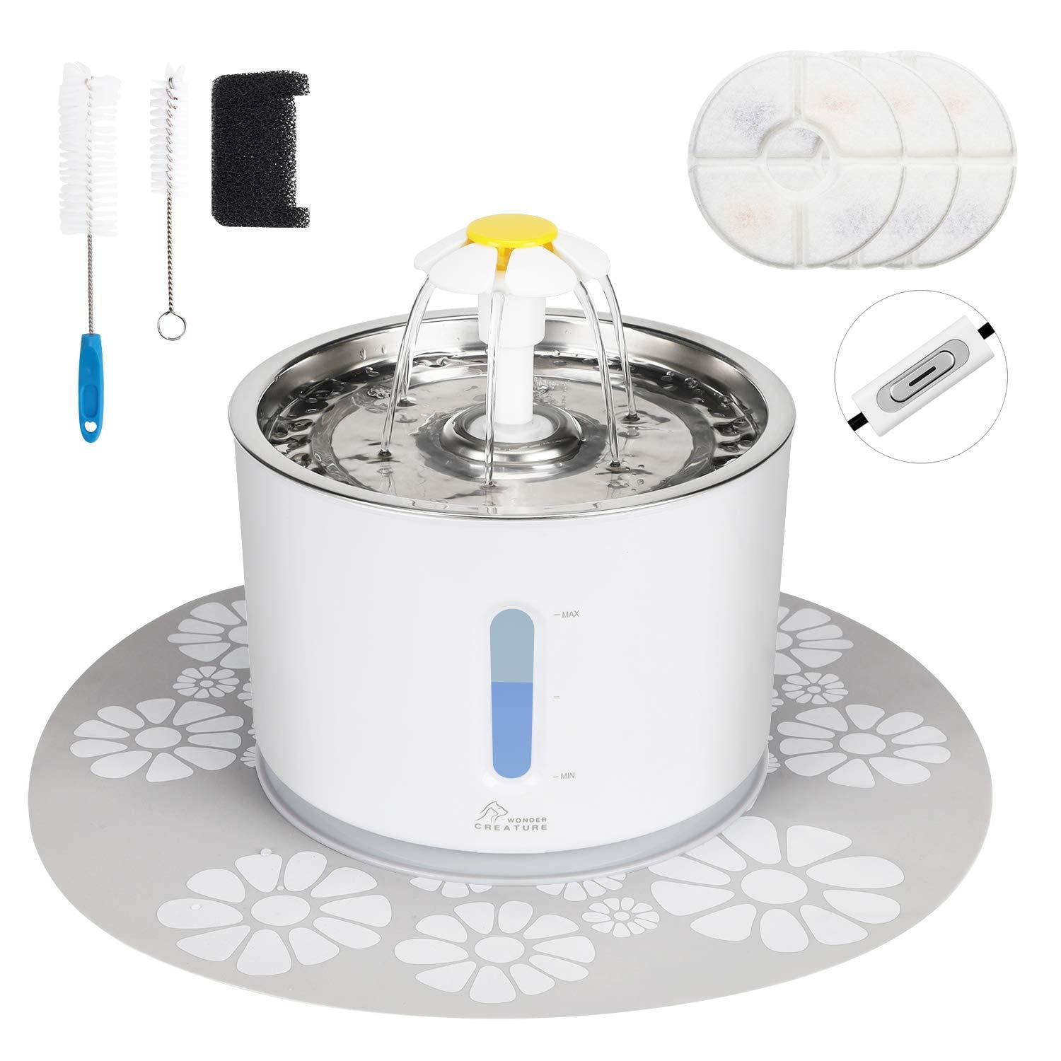 Stainless Steel Automatic Pet Water Fountain with LED Light