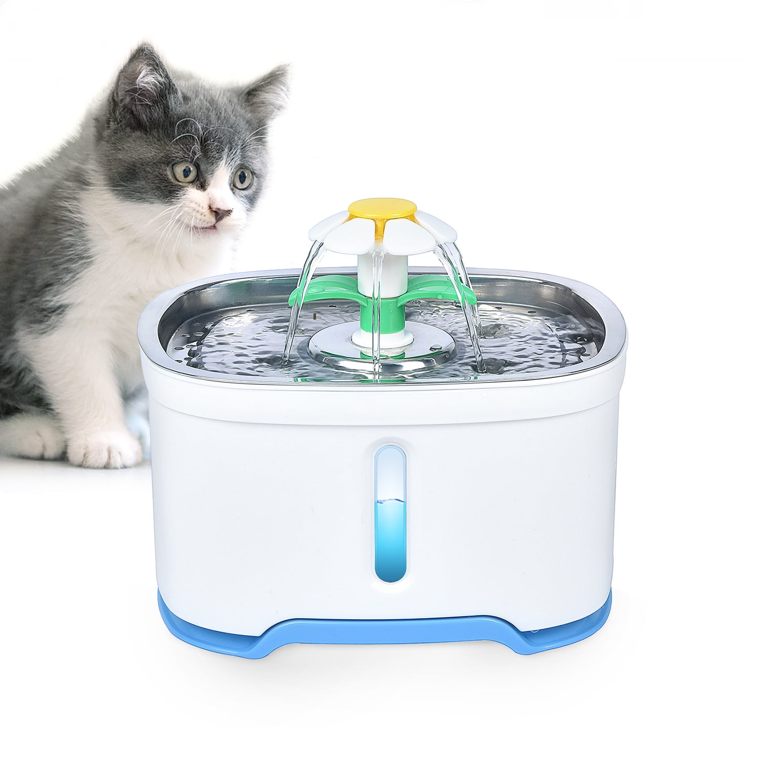 Cat Water Dispenser, Stainless Steel Smart Pet Water Dispenser Water Dispenser Recirculating 85oz/2.5L Automatic Water Dispenser (European Standard)