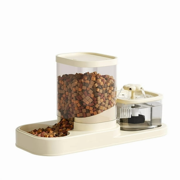 Cat Water Dispenser with Circulating Automatic Flow, Drinking Bowl, Feeding and Watering All-in-One 2-in-1 Pet Device