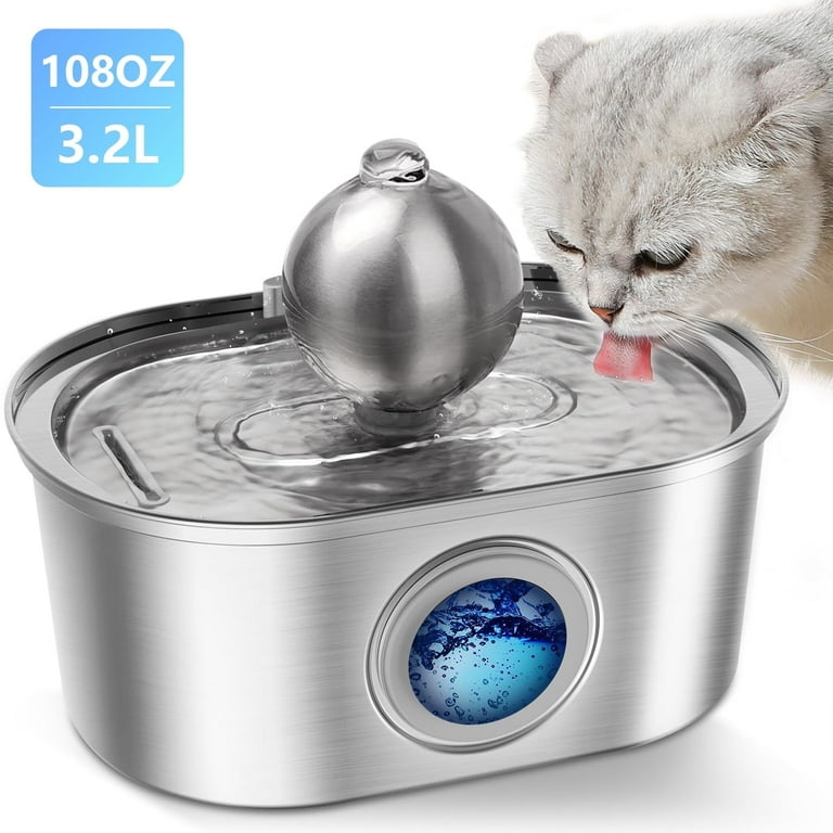 Qunler Stainless Steel Cat Water Fountain, 108 fl oz,
