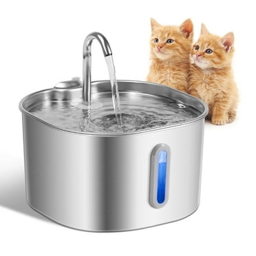 Mukkela Cat Water Fountain, 2.2L/74oz Automatic Square Stainless Steel Cat Drinking Fountains Pet Water Bowl Dispenser with Ultra-Quiet Pump for Cats, Pets, Dishwasher Safe