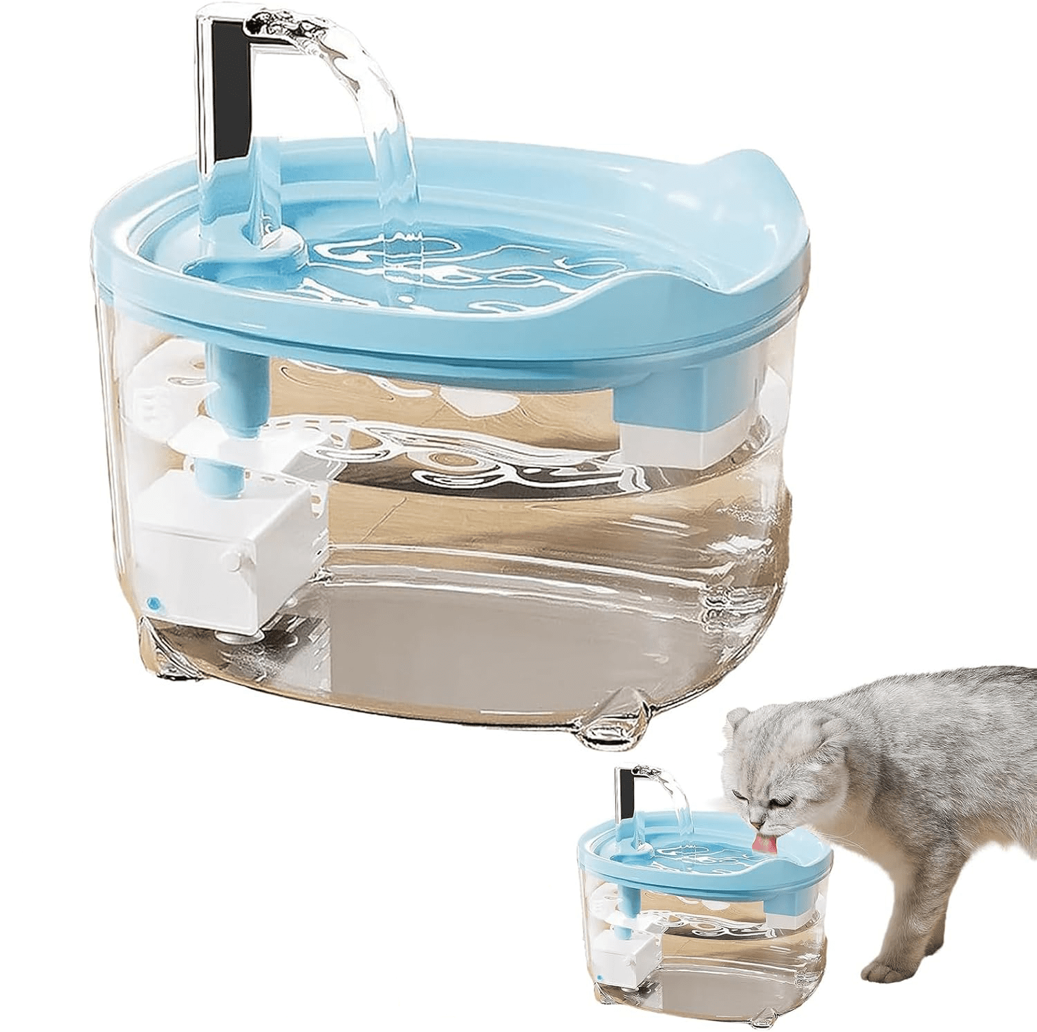 Cat Water Fountain 2025 New Triple Filter, 50oz Large Capacity Pet Fountain for Cats Dogs, Ultra Quiet Pump with LED Low Water Indicator, Stainless Steel Look Multi Pets(wwx)