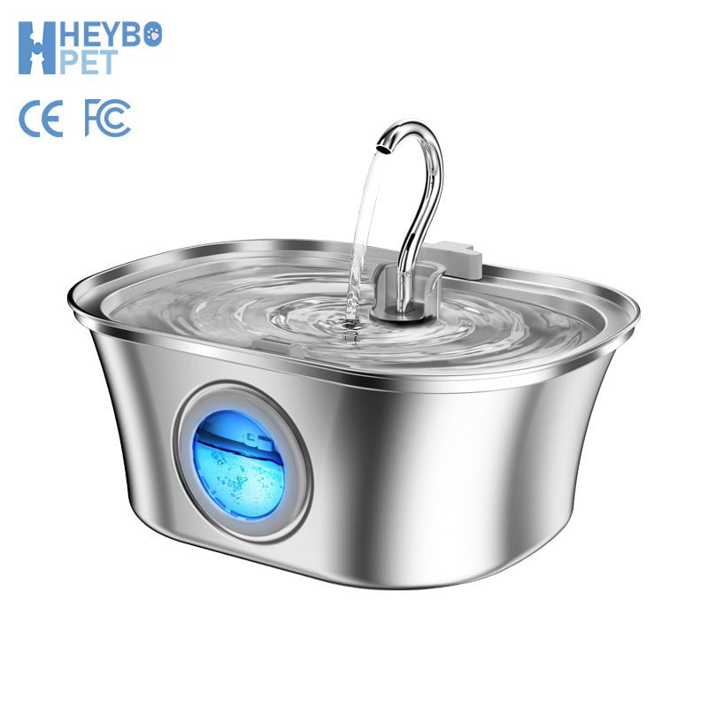 HEYBO Stainless Steel Cat & Dog Water Fountain, 3.2L Automatic Filtered Dispenser for Pets