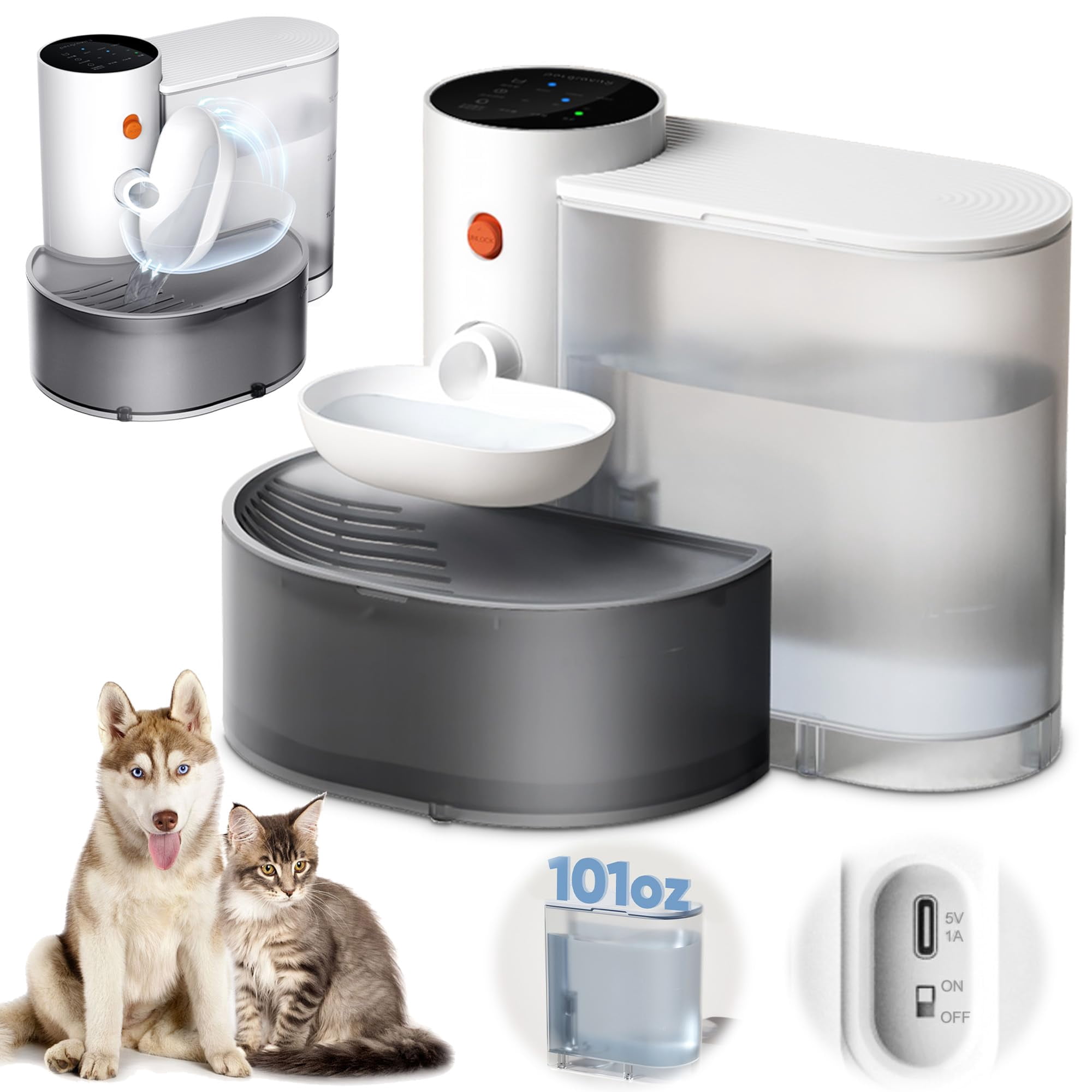 Automatic Cat Feeder And Water Fountain: 3L Timed Precise