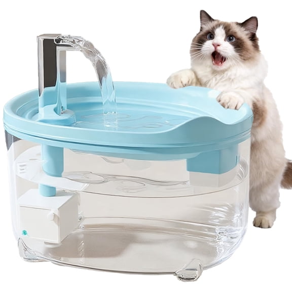 Cat Water Fountain, 50.7oz/1.5L ABS Automatic Water Fountain with Ultra-Quiet Auto Shut-Off Pump, Easy to Clean Pet Water Dispenser for Cats, Kittens (Blue)